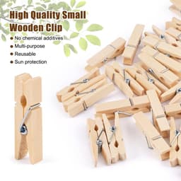 Dailygoods- Wasknijpers 150 Stuks - Kleine Houten Knijpers 3.5cm - Draagbare Knijpers voor Kleding/Foto's - Jute Touw 10m - Perfect voor Decoratie — thumbnail 2