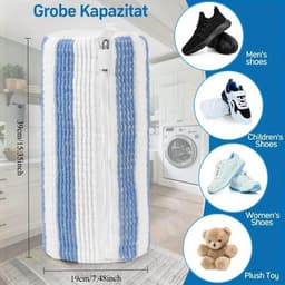 2 stuks Schoenwaszak – Schoenenzak – Schoenwaszak voor de wasmachine – Herbruikbaar – Geschikt voor wasmachines, reinigt alle soorten schoenen – Blauw & Wit — thumbnail 5