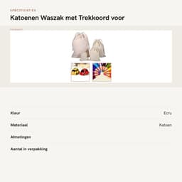 Dailygoods- Waszak Grote Capaciteit - Katoenen Waszak - Heavy Duty - Trekkoord - Opslag - Ecru Katoen - Machinewasbaar - Wasmand — thumbnail 5