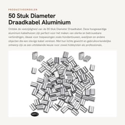 Dailygoods- Draadkabel 50 Stuks - Aluminium Kabeldraad - Zilveren Krimpring-Hulsklem - Geschikt voor Hondentouw/Waslijn - Diameter 8 mm - Laag Gewicht/Hoge Prestaties - Staaldraad — thumbnail 5