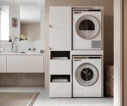 PLATAN ROOM Tall Cabinet Bathroom Cabinet Washer Dryer Cupboard Washing Machine Cabinet for Washing Machine & Tumble Dryer Over-mounted Cabinet 187 * 65 * 66cm Bathroom Rack (White, 66cm Wide) — thumbnail 2
