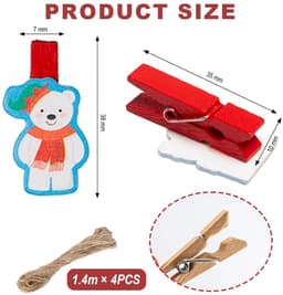 Dailygoods- Knijpers Hout 40 Stuks - Decoratieve Sierklemmen - Kerstmis - Mini Knijpertjes - Duurzaam - Jute Koord - Decoratieve Clips — thumbnail 3