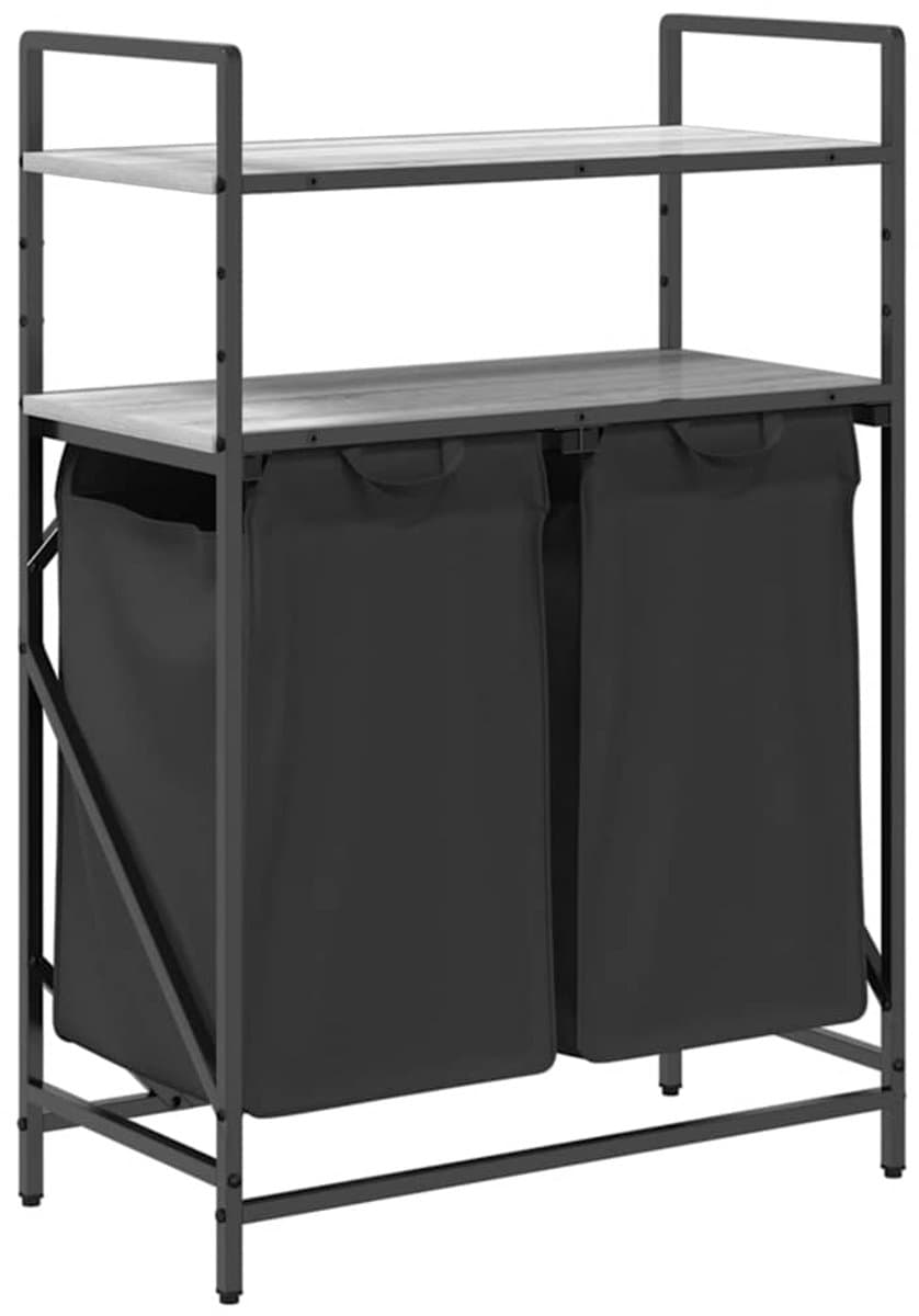 vidaXL - Wasmand - 2 - vakken - met - planken - grijs - sonoma - eiken — afbeelding 1