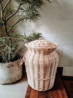 Monnarita Oriana A Serie - Rattan Mand - Handgemaakt - Inclusief Deksel - Warm Natuurlijke Kleur — thumbnail 4