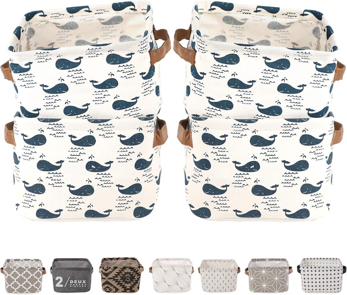 Opbergmanden Set van 4 - Opvouwbare Mini Opbergdozen voor Speelgoed en Kleding - Waterdichte Canvas en Linnen Bakken — afbeelding 1