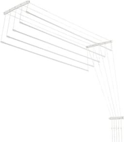 KADAX Plafondwasdroger, wasdroger voor het plafond met 5 stangen, wanddroger met stalen spijlen, plafonddroger, draagvermogen tot 10 kg (wit/140 cm) — thumbnail 1