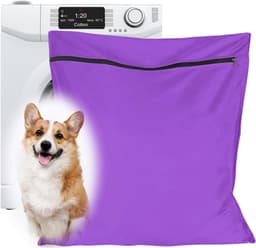 Waszak voor huisdieren - waszakje voor huisdieren - Grote waszakken voor huisdieren - voorkomt dat dierenhaar de wasmachine verstopt - voor honden , katten , paarden , konijnen - paars - 70*80 cm — thumbnail 1