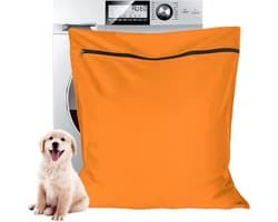 Waszak voor huisdieren - waszakje voor huisdieren - Grote waszakken voor huisdieren - voorkomt dat dierenhaar de wasmachine verstopt - voor honden , katten , paarden , konijnen - oranje kleur - 70*80 cm — afbeelding 1