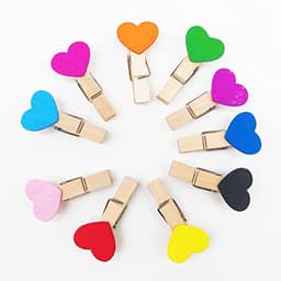 100 stuks mini houten hartharingen - kleurrijke houten wasknijpers - houten hartvormige harten fotopapier clips - 30 meter jute touw - doe-het-zelf kunst en ambachten - bruiloften evenementen decoraties — thumbnail 2