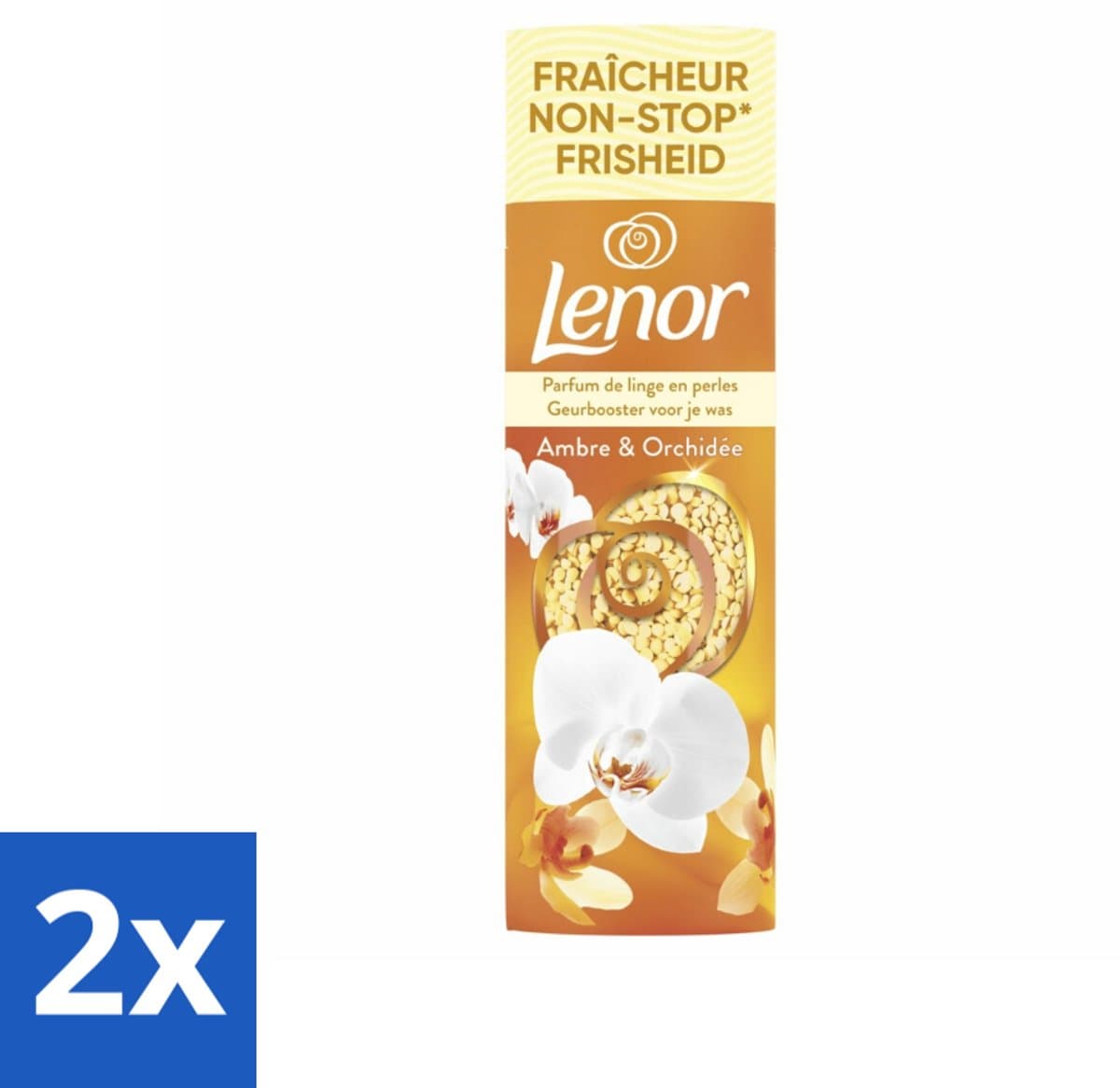 2 x Lenor - Geurbooster - Amber & Orchidee - Non-Stop Frisheid - 19 Wasbeurten - Lenor Geurbooster - Wasgeur - Geurparels - Langdurige Geur - Amber & Orchidee — afbeelding 1