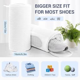 Waszak-waszak schoenen-waszak voor schoenen-2-pack schoenwaszakken met 2 paar schoenspanners - 360° omwikkelbare waszak - Inclusief veters en binnenzolen - Herbruikbare sneakerwaszak - Verborgen rits - Wit - 33x16cm — thumbnail 5