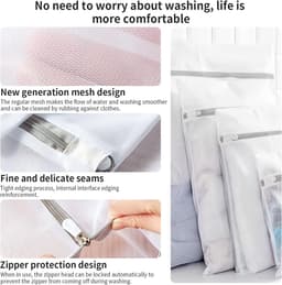 3 Pack Waszakken - Netwaszakken - Wasnetten - Wasnet Groot -Grote duurzame zakken - Delicate kleding - Perfect voor wasmachines - Jassen - Jeans - 40x50 - Huishoudelijk accessoire — thumbnail 4