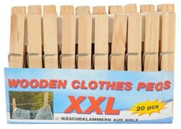 Houten wasknijpers - 120x stuks - voordelige knijpers / wasspelden - bamboe - was ophangen — thumbnail 3