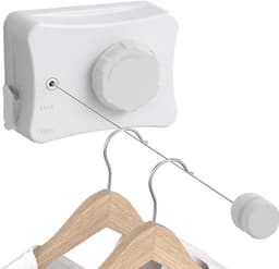 Kledinglijn - Uitschuifbare Balkonwand - Gemakkelijk te Monteren - 5.1m RVS Kledinglijn voor Hotel en Utility Room (Wit) — thumbnail 1