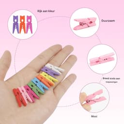 JeiibrZui Mini Houten Wasknijpers - Gekleurde Wasknijpers - Lichtgewicht & Multifunctioneel Gebruik - 100 Stuks - Voor Klas En Thuisdecoratie — thumbnail 4