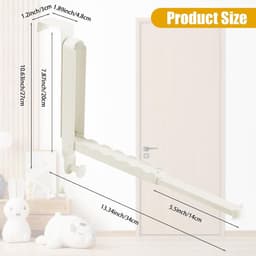 2-delige deurkapstok, roestvrijstalen deurhaken, opvouwbare hanger, opvouwbare kapstok, deurkapstok voor het ophangen van kleding, sjaals, tassen en kerstkransen (crèmewit) — thumbnail 2