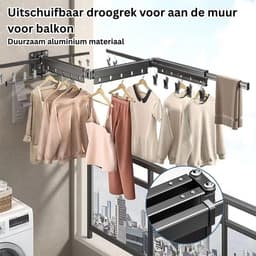 Wanddroogrek - Droogrek Inklapbaar - Wasrek - Droogtoren - Droogrekken - Zwart — thumbnail 3