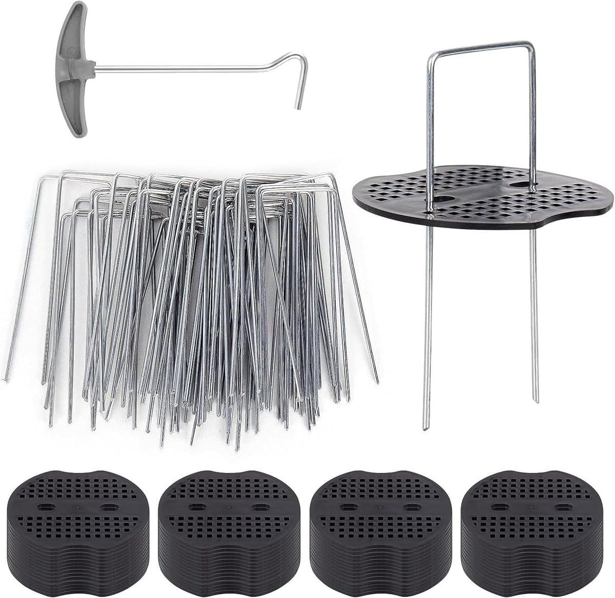 Allecto plus - Grondankers van staal voor tuin en camping, 50 stuks anti-roest bevestigingsankers met haringtrekker. — afbeelding 1