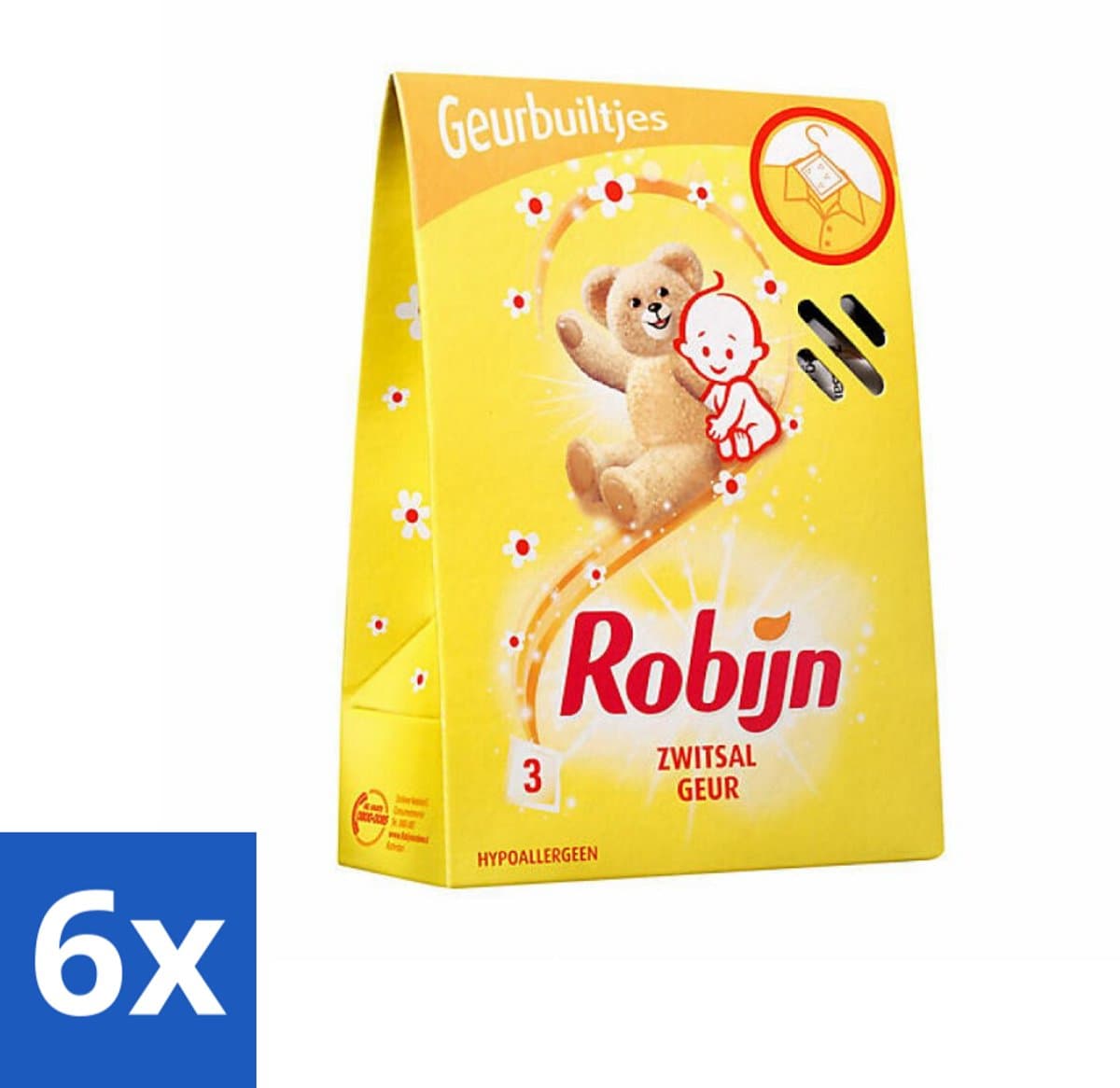 6 x Robijn Geurbuiltjes Zwitsal 3 stuks per verpakking - Zwitsal Geur - Babygeur - Geurbuiltjes - Kastgeur - Ladegeur — afbeelding 1