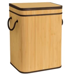 Cheqo® Bamboe Wasmand - Wasmand met Deksel - Uitneembare Wasbare Binnenzak - 72 Liter - Natuurlijk Bruin - Klapdeksel - Wasmand 1 Vak — thumbnail 4