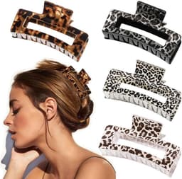 Set van 4 Grote Haarspeld Klemmen voor Dik Haar met Luipaardprint — thumbnail 1
