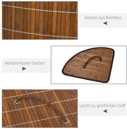 Waskorf - 55L - Wasmand met Verwijderbare Deksel - 38 x 38 x 57 cm - Bruin — thumbnail 3