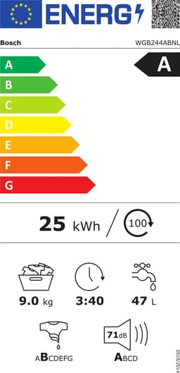 Bosch WGB244ABNL - Serie 8 - Wasmachine met stoom - 9 kg - 1400 rpm - 50% zuiniger dan energielabel A - Automatisch doseren - Iron Assist: vermindert kreukels tot 50% - Home Connect — thumbnail 2