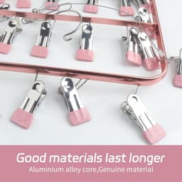 Sock Dryer Aluminum 32 Pegs Sock Hanger for Clothesline Clothes Drying Rack with Windproof Hook - Pink — thumbnail 3