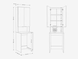 Wasmachinekast voor Badkamer of Keuken - Hoge Kast met Bovenbouw voor Wasmachine en Wasdroger - Wit en Eiken - 210 x 65 x 50/25 cm — thumbnail 3