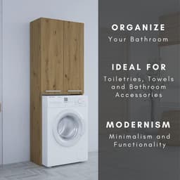 Wasmachine Kast met Plank voor Badkamer - Ruimtebesparende Oplossing voor Wasruimte — thumbnail 4