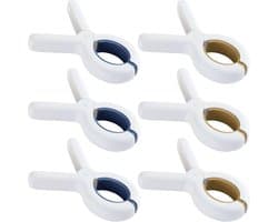 Strandhanddoekclips 6 stuks - Winddichte kunststof wasknijpers voor zware handdoeken en wasgoed