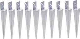 Aqbau® Set van 10 grondhulzen, paaldragers om in te slaan, L inslaghuls, thermisch verzinkt, bodemhulzen voor houten palen, inslaghuls l vorm 60 x 600 mm — thumbnail 1