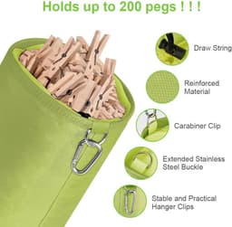 Grote Pennenzak met Sluiting en Hangende Clip voor Wasknijpers – Organisator voor Binnen en Buiten — thumbnail 3