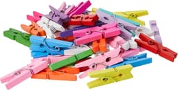 100 Stuks Houten Mini Knijpers 25mm - Kleurrijk voor Knutselen, Scrapbooking en Decoratie — thumbnail 1