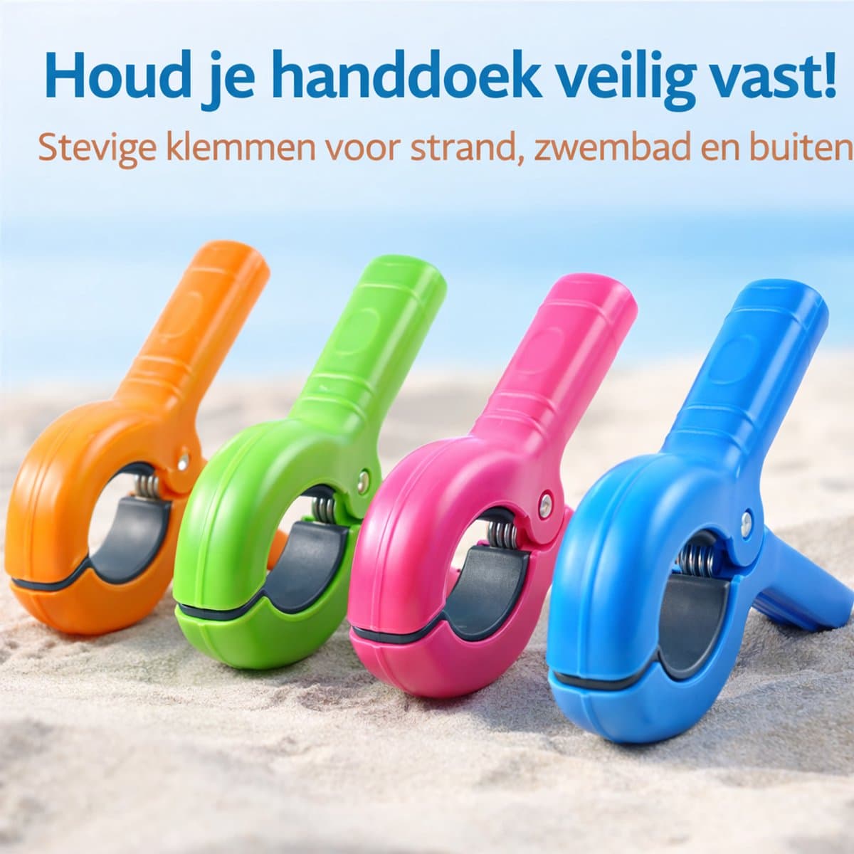 4 stuks Heavy-Duty Strandhanddoek Clips – Windproof Handdoekklemmen voor Strand, Zwembad & Ligstoelen — afbeelding 1