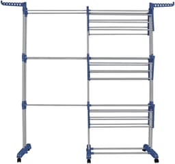 PIPIPOXER-Uitschuifbare Droogtoren-Droogrek – Inklapbaar Wasrek – Uitgerust met Wieltjes-Blauw — thumbnail 4