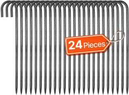 Grondankers - J-vorm tentharingen - Lengte 40,6 cm - Diameter 10 mm - Gegalvaniseerd staal - Voor tenten, luifels, trampolines - 24 stuks — thumbnail 1