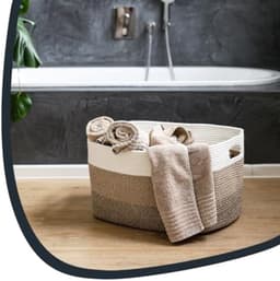 PromoHome Grote Vierkante Wasmand - Natuurlijke Katoen Opbergoplossing — thumbnail 2