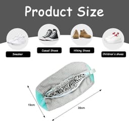 Schoenwaszak, wasmachine, waszak, schoenen, wasmachine, sneaker schoen waszak, schoenen wasmachine zak met 360° reinigingsfleece, schoenenzak voor wasmachine en droger (grijs, 2 stuks) — thumbnail 5