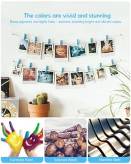 Mini Kleerspeldjes voor Fotoclips - 100 Stuks Houten Wasknijpers in Blauw voor Creatieve Knutselprojecten, Decoratie en Babyshowers — thumbnail 2