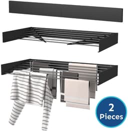 Wasophoogte® Wanddroogrek - Wandmontage Droogrek - Inklapbaar Droogrek - Muurdroogrek - Wasrek hangend - 120cm - 8,4m Drooglengte - Zwart - 2 STUKS — thumbnail 1
