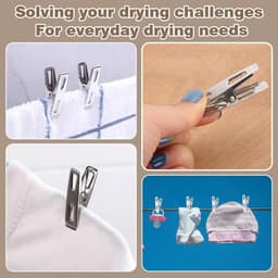 Wasknijpers Sterk - Kledingklemmen Metaal - Kleding Drogen - Winddicht Zware Kleding - 50 stuks - Zilver — thumbnail 3