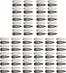 100x Metal Snap Haarspeldjes Zwart Wit - Sterke Klemmen voor Kinderen en Dames — thumbnail 2