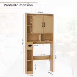 Waskast met 2 Deuren en Verstelbare Planken - Voor Wasmachine en Opslag in Badkamer — thumbnail 4