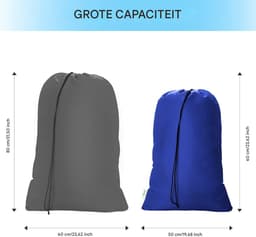 Elkuaie Vuile Waszak - Reis - Groot Vouwbaar Met Koordsluiting Voor Reizen En Dagelijks Gebruik - 2 Stuks - Blauw — thumbnail 5