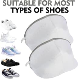 Set van 2 herbruikbare waszakken voor schoenen en kleding - Beschermende waszakken voor schoenen - Universele waszak met gaas - Diepreiniging - Grijs - 24x24x40 cm — thumbnail 5
