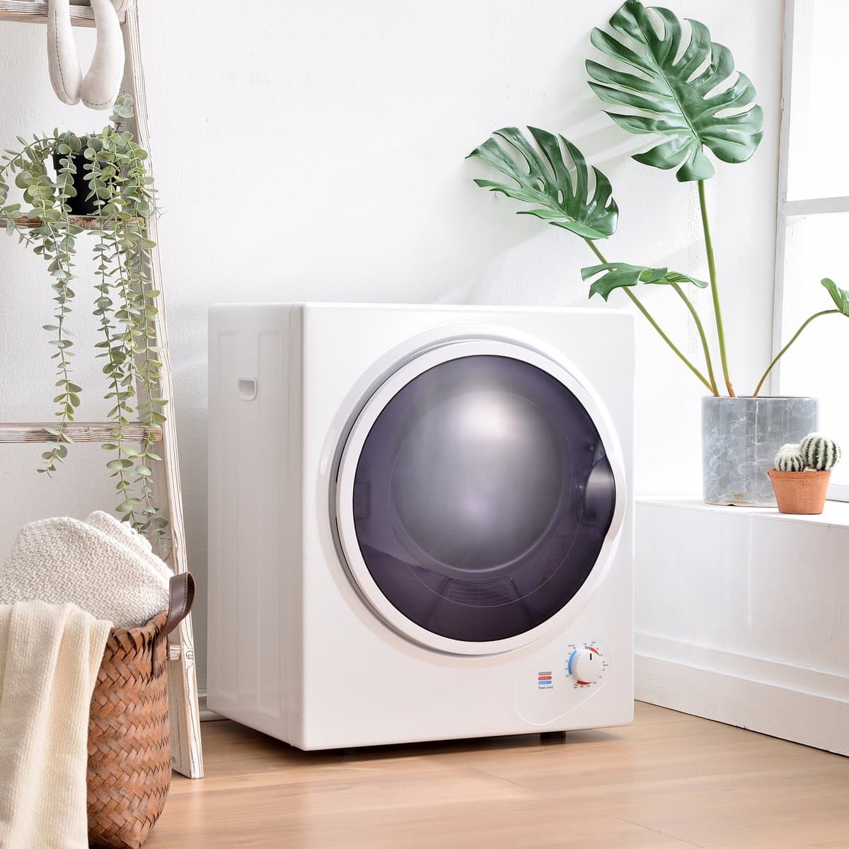 OKWISH Wasdroger Wandmontage – 2,5 Kg – Timer Tot 200 Min – Staal – Wit – Stil En Ruimtebesparend Drogen — afbeelding 1