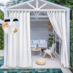 Waterdichte Buitengordijnen voor Balkon en Tuin, Wit, Inclusief Klittenband — thumbnail 3