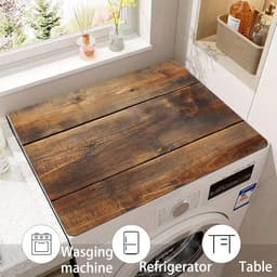 Lichtbruine multifunctionele mat met eikenhoutnerf en diatomeeënaarde - Antislip, sneldrogende hoes voor wasmachine en droger voor een modern interieur | Krasbestendige hoes, bescherming voor de wasmachine-50cm x 60cm — thumbnail 3