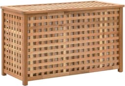 Wasmand met Deksel - Wasbox Kledingopslag - Ordelijke Slaapkamer - Massief Hout Ventilatie - 77x37x46 cm - Natuurlijk Walnoot — thumbnail 1